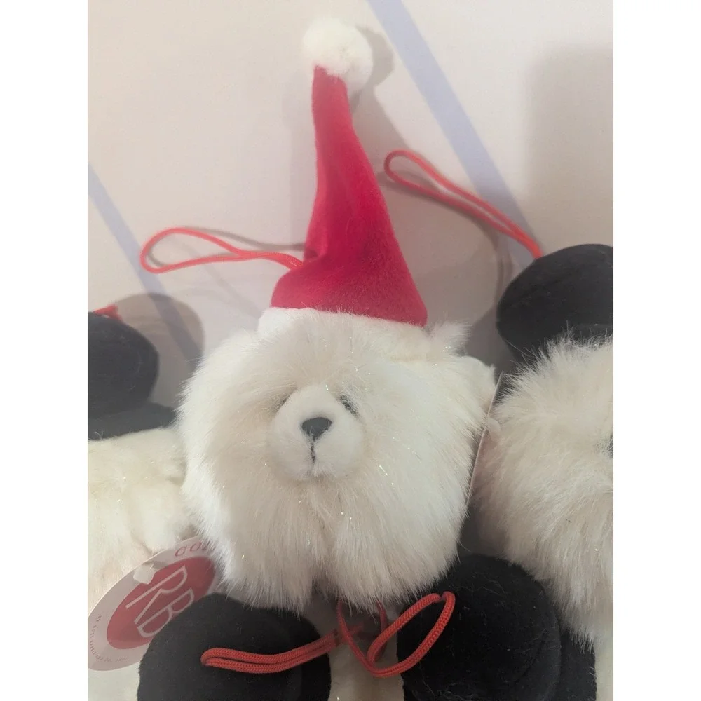 RB Collections  Small Furry White Bear Red Bow Tie 4 Top Hats 1 Lot Of 5